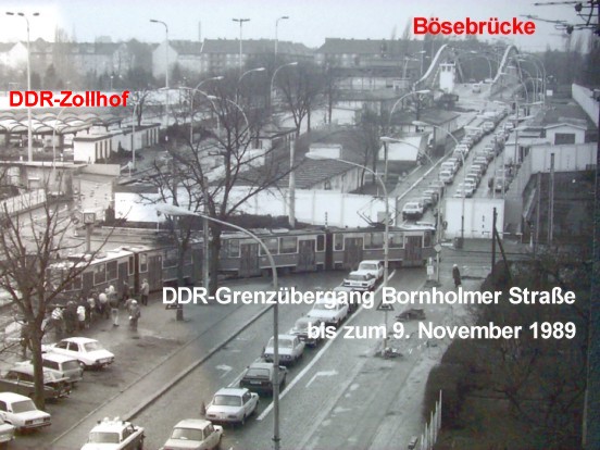 DDR-Grenzübergang Bornholmerstraße - Bösebrücke - gescanntes Foto.