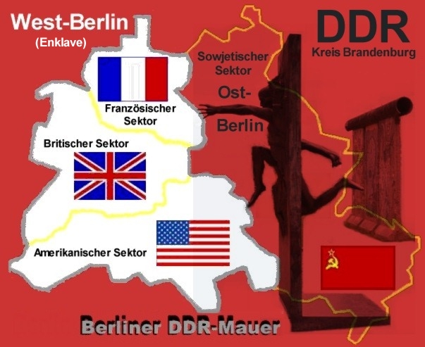 Alliierten-Sektoren und Flucht aus der DDR in Berlin.