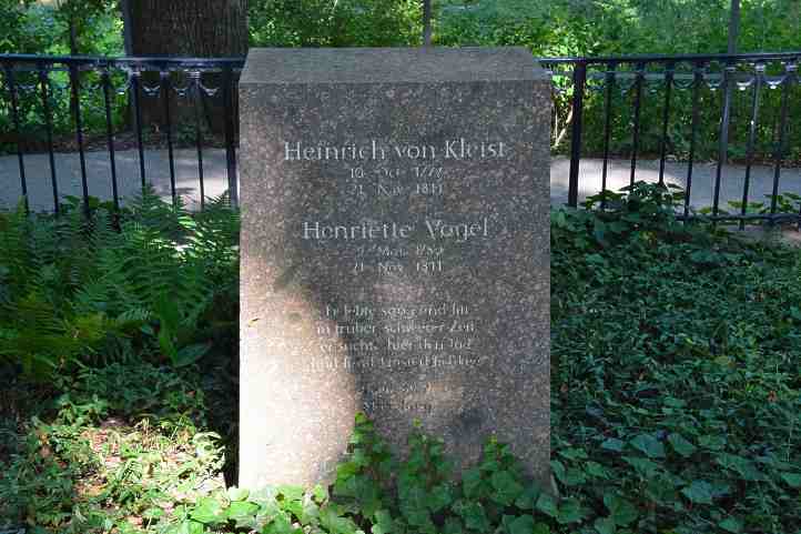 Grabstein von Henriette Vogel und Heinrich von Kleist am Wannsee.