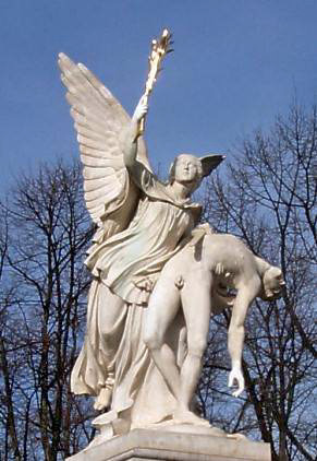 Iris trägt den gefallenen Krieger zum Olymp (1857 von August Wredow)