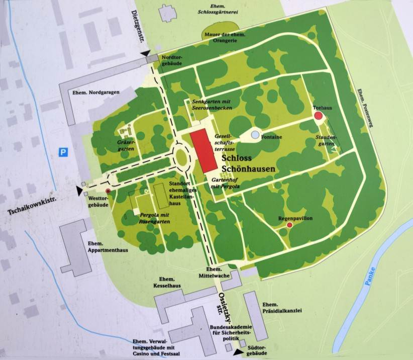 Der Parkplan von Schloss Schönhausen.