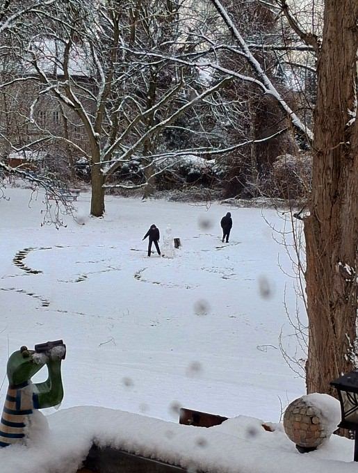 Seltener Schneemann im Berliner Januar (2026).
